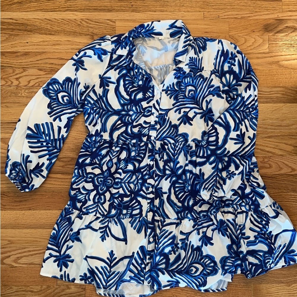 Blue Floral Women's Dress